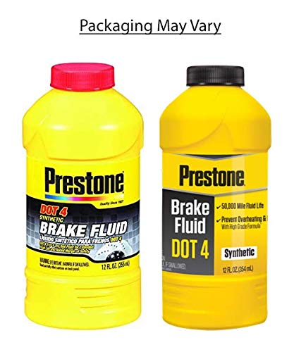Prestone AS800Y DOT 4 Brake Fluid, Synthetic, High Grade, 50,000 Mile, 12 oz. - size: 12 Fl Oz (Pack of 1)