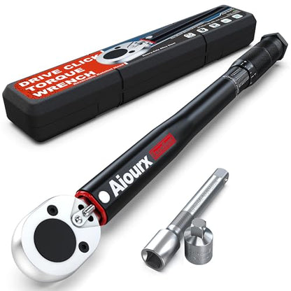 3/8" Drive Click Torque Wrench 8-104 Ft.-Lb, 72 Tooth Dual-Direction Adjustable, Dual Scale, ±3% Accuracy, for Bicycle, Motorcycle, Automotive Repair and Maintenance - size: 3/8"