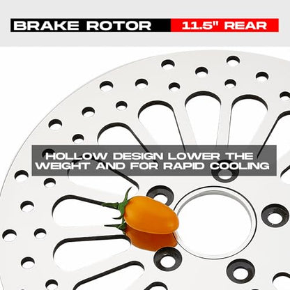 11.5'' 2 Piece Front Brake Rotor for Harley Davidson Touring Softail Sportster Dyna Early Super Glide,Mirror-Polished Vibration Proof Hardened Stainless Steel Rotors Motorcycle Models - size: 11.5'' Front*2