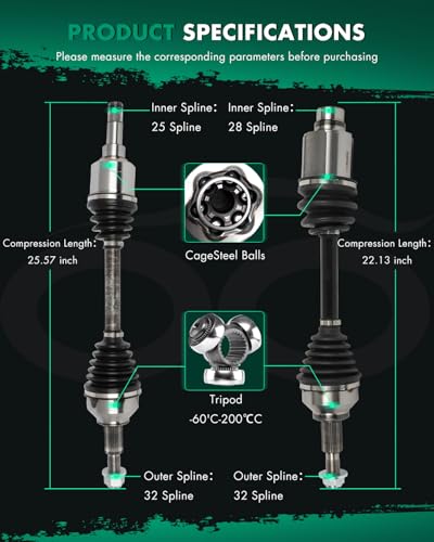 SCITOO Pair (2) Front CV Axle Assembly For Chrysler 07,For Dodge 08-09