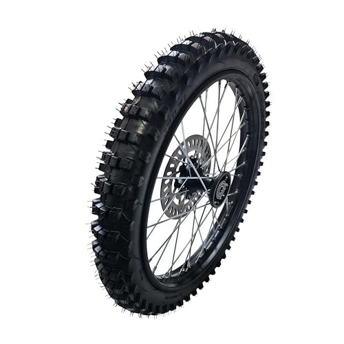 Beeking 70/100-19 Front Wheel Rim Tire Assembly for Dirt Bike 15mm axle front Wheel Rim Tire Fits 90cc-150cc dirt bike TTR SSR CRF Apollo Includes 220mm brake disc.