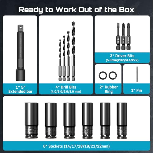 Seesii Impact Wrench & Impact Driver Combo Kit for Auto Repair & Home DIY - color: 665 Ft-lbs / 2x Battery / Impact Driver