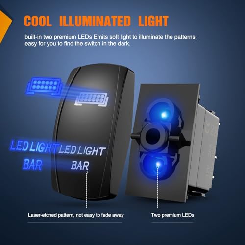 Nilight 2 Pack Led Pod Lights Rocker Switch Light Bar 5 Pin Blue - color: Blue, size: LED LIGHT BAR+LED POD LIGHTS