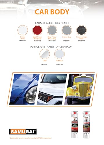 SAMURAI 2-Part Spray Paint Epoxy Primer for Car Surfacer (Metal Primer Silver Grey, Pack of 1 Can) - color: Metal Primer Silver Grey, size: 11.3 Ounce (Pack of 1)