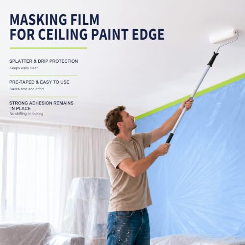 12 Rolls Pre-Taped Masking Film, 22" x 66 ft Painters Plastic