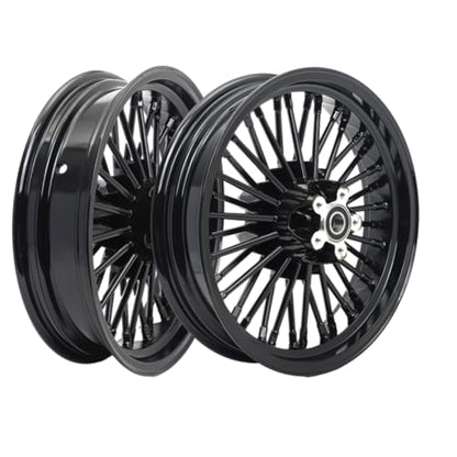 TOFR 17/16 Fat Spoke Front Rear Wheels Rims For Harley Touring Bagger 00-07 - color: Gloss Black, size: Front:17x3.5 Rear:16x3.5