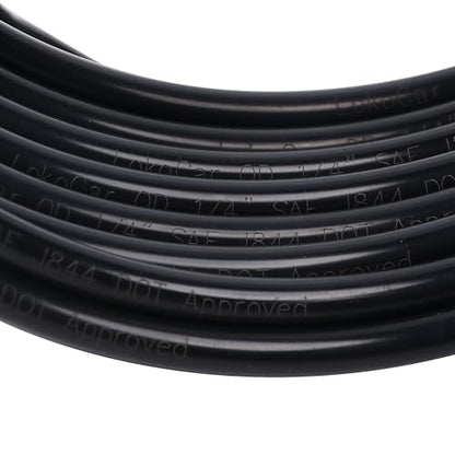 LokoCar 1/4" OD Nylon Airline 25ft DOT SAE J844 Air Brake Fluid Tube Black - size: 1/4" OD 25 Feet