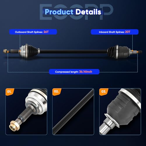 ECCPP CV Axle Half Shaft Assembly fit for Toyota Corolla Matrix 1.8L 13-18 - size: 171436