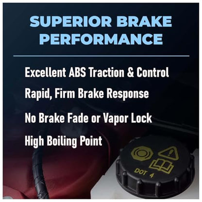 TRIAX Brake Fluid DOT 3&4 - Full Synthetic, High Temp, Heavy Duty, All-Vehicle, Race Ready - European, Asian, & US Vehicles - Resists Brake Fade & Vapor Lock, ABS Traction & Control (1 Quart) - size: 6 Quart Pack