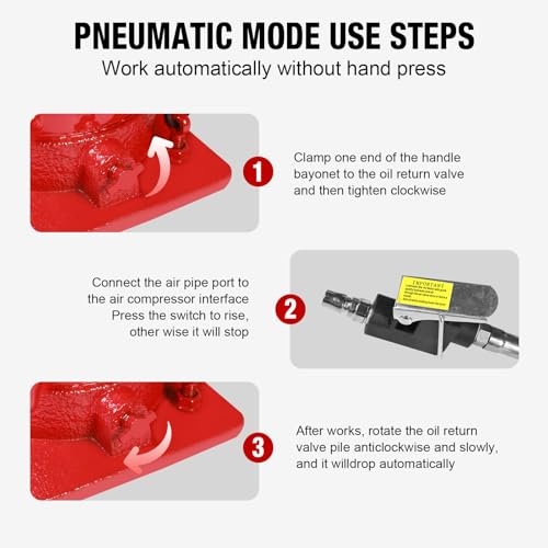 Big RED AQD20TR Air Hydraulic Bottle Jack: Heavy Duty Professional Lift with Dual-Power Operation, 10.24"-20.08" Adjustable Lift Range & Safety Valve - 20 Ton (40,000 LBS) - color: Red, size: 20 Ton (40,000 lbs), style: 20 Ton (40,000 lbs)/AirJack