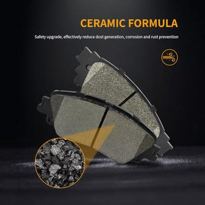 Front and Rear Disc Brake Pads Set Ceramic w/Hardware Replacement for Toyota Rav4 2019/ Camry 2018 2019 2020 2021