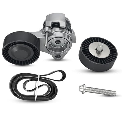 Drive Belt Pulley Tensioner Kit For BMW 128i 325xi 328i 330xi - size: 1x Tensioner & 1x Pulley & 1x Belt