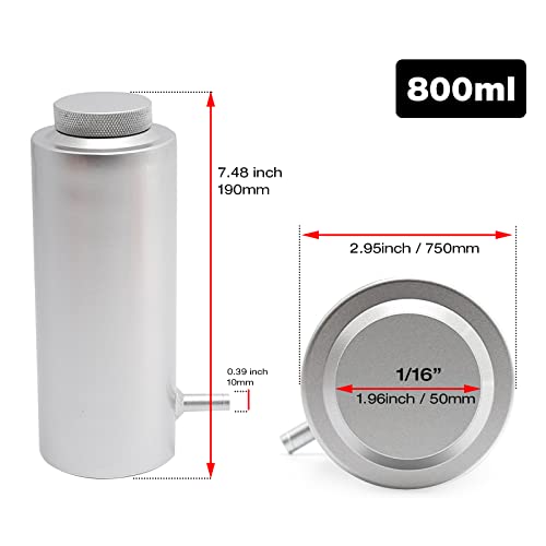 Saihisday Universal Car Radiator Coolant Overflow Tank 800ml Overflow Bottle Oil Catch Tank Cooling Catch Bottle(Black) (Sliver)