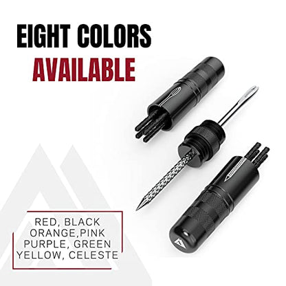 KOM Cycling Tubeless Tire Repair Kit for Bikes 8 Colors! Fixes Mountain Bike and Road Bicycle Tire Punctures - color: Black