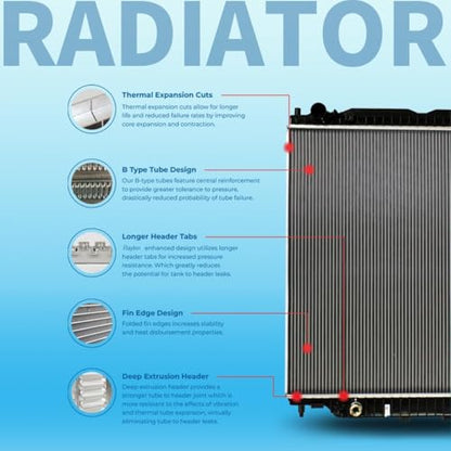 Rayten 13041 Radiator Compatible with 2008-2012 Ford Escape 3.0L V6 & 2008-2011 Mazda Tribute 3.0L V6 & 2008-2011 Mercury Mariner 3.0L V6,Replace# ZC515200 ZZC515200 ZZC515200A 8L8Z8005C 8L8Z8005B - size: RAD:13041