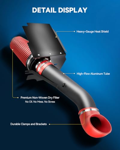 PHILTOP Cold Air Intake Kit for Silverado/Sierra 1500 1999-2006 4.3L, Silverado 2500 HD 2001-2006 6.0L, Tahoe 2000-2006 5.3L (Red) - color: Red, size: 2000-2006 Chevy Tahoe