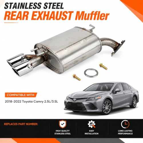 E415H Right Rear Exhaust Muffler for 2018-2024 Toyota Camry 2.5L/3.5L - size: Camry 2.5L/3.5L XSE Right or 2.5L SE