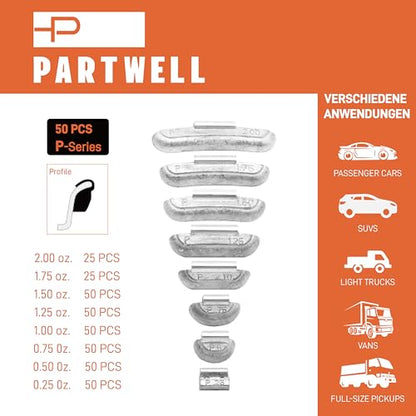 P Type 0.5oz Wheel Weights Lead Clip on 50Pcs/Box Fits Steel Rim - size: P-0.50 Oz