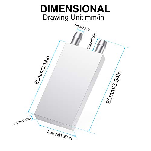 Aluminum Water Cooling Block, Liquid Water Cooler Heat Sink System for PC Computer CPU Graphics Radiator Heatsink Endothermic Head Silver 2pcs(40mm x 80mm x 12mm) - size: 80mm