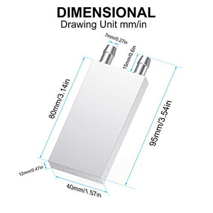 Aluminum Water Cooling Block, Liquid Water Cooler Heat Sink System for PC Computer CPU Graphics Radiator Heatsink Endothermic Head Silver 2pcs(40mm x 80mm x 12mm) - size: 80mm