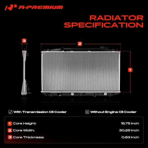 A-Premium Engine Coolant Radiator Assembly with Transmission Oil Cooler