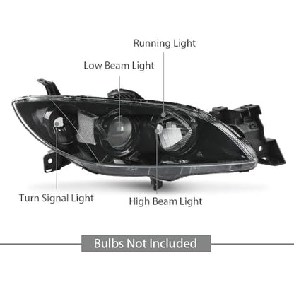 G-PLUS Headlights Assembly Fit For Mazda 3 4-Door Sedan 2004-2009 - size: Fit Mazda 3 2004-2009(Clear)