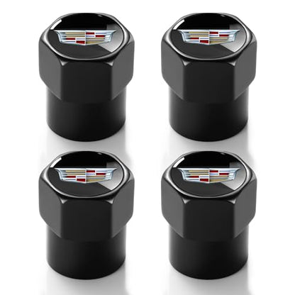 Tire Valve Stem Caps for Cadillac Metal Car Wheel Air caps Auto Valve Stem Caps Accessories 4 Pack Black - color: Black-05