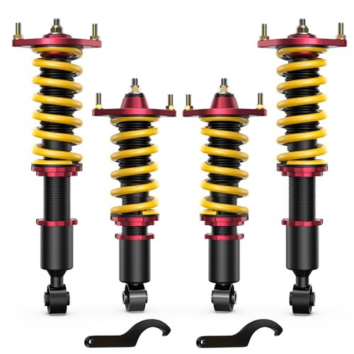 KUIPERAUTO Lowering Coilovers Struts Compatible for 1990-1997 & 1999-2005 Mazda Miata MX5 NA NB Front & Rear Shocks Adjustable Height Suspension Coil Spring Strut (Set of 4)(Yellow) - size: 1990-1997 & 1999-2005 Mazda Miata
