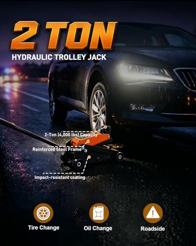 Nilight Floor Jack 2 Ton, Heavy Duty Steel Hydraulic Trolley Car Jack, Portable Emergency Service Jack for Roadside Repair, Lifting Range 5.5" to 15.2" - color: Single Pump, size: 2 Ton