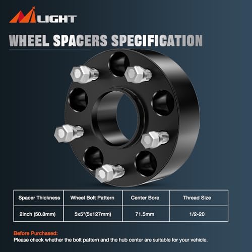 Nilight 5x5.5 Wheel Spacers for 2007-2018 Wrangler JK JKU - size: 2007-2018 Wrangler JK-2 inch
