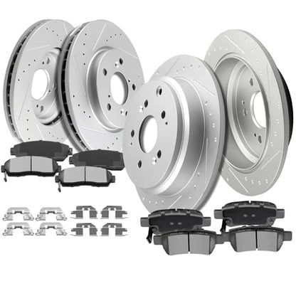 SCITOO Brake Kits Front Rear Brake Rotors Brake Pad:31369;D1088;31368;D1089 - size: 31368+D1089 & 31369+D1088 [4+8PCS]