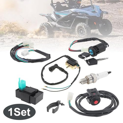 Windance Motorcycle Ignition Wire Harness Set，Wiring Loom Harness Engine Stop Switch Ignition Coil Cdi Box Spark Plug Rebuild Kit for Kick Start/Dirt Pit Bike ATV / 50CC 70CC 90CC 110cc - 160cc