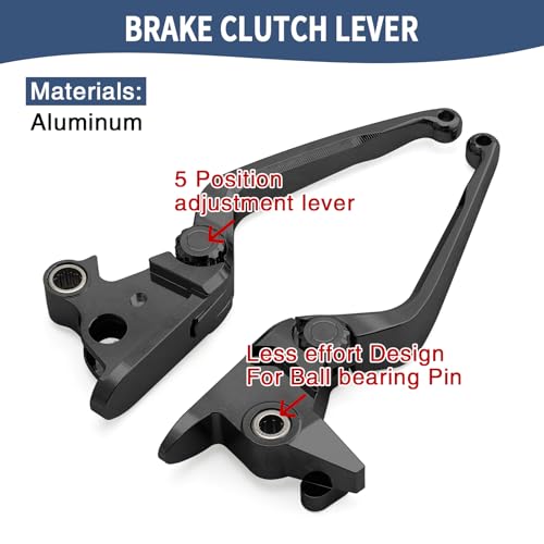 Motorcycle Levers Brake Clutch Handle Lever Adjustable Fit for Harley 2015-2024 Softail Fat Boy FLSB Street Bob FXBB Breakout FXLRS Fat Bob Low Rider FXLR Softail Slim FLHSC 114 (Long, Black) - color: Black, style: Long