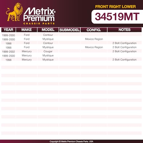 Metrix Premium Chassis Parts Right Control Arm Kit Fits Ford Contour, Ford - size: 34519MT