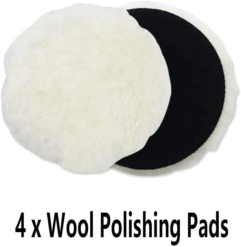 IPELY 6 Pcs 7 Inch Wool Polishing Buffing Pad Polishing Buffing Wheel for Drill Buffer Attachment with M14 Drill Adapter - size: 6 Pcs 7 Inch