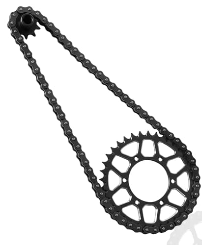 Upgrades Parts Aluminum 7075 Rear Hub Chain Sprocket 36T Gears&Manganese Steel Roller Chain&10T Steel Front Sprocket for L0SI 1/4 Promoto-MX Motorcycle RTR FXR(los06000)(los06002),Black - color: Black/(Losi 1/4)