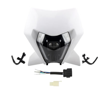 Dirt Bike LED Headlight,Motorcycle Elliptical Headlamp Supermoto Fairing For TC FE TE EXC XCW SXF SX 125 250 300 350 450 500 530 SMC R 690 2024 White - color: White