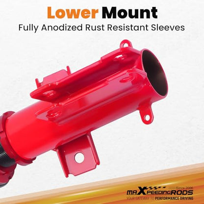 maXpeedingrods Coilovers for Ford Mustang 2005-2014, 24 Levels Adjustable Damper Coilovers Suspension Kit, Height Adjuatble Shock Absorber Strut, Lowering Kit Red - color: Red