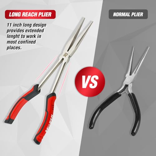 Rizom 3-Piece Long Needle Nose Plier Set, 11'' 90° & 45° Bent Nose Pliers - size: 3PCS-1