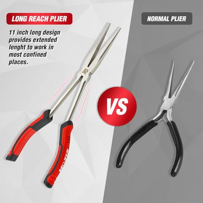 Rizom 3-Piece Long Needle Nose Plier Set, 11'' 90° & 45° Bent Nose Pliers - size: 3PCS-1