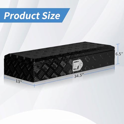 34.5 Inch Aluminum Truck Bed Tool Box with Lock - color: Black, size: 34.5"