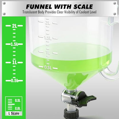 SWANLAKE 18-Piece No-Spill Coolant Funnel Kit, Radiator Funnel Burping Tool, Coolant Bleeder Kit with Adapters, Universal Fitment for Automotive Cooling System - color: Green, Black
