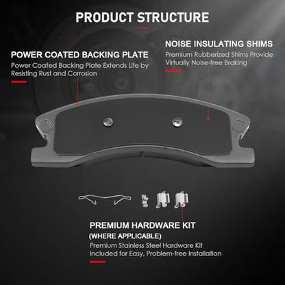 cciyu D945 D791 Brake Pads w/Hardware Front Rear Disc Brake Pad Set - size: Front[D945] + Rear[D791]