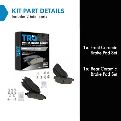 TRQ Front and Rear Brake Pads Ceramic - color: Ceramic, size: BFA12920