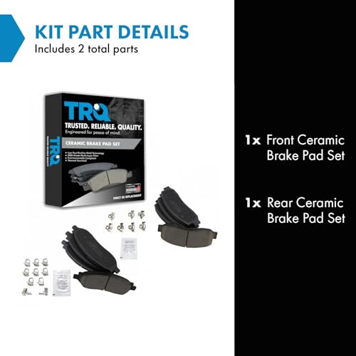TRQ Front and Rear Brake Pads Ceramic - color: Ceramic, size: BFA12920