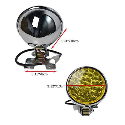 0013 Cafe Racer Motorcycle Led Front Headlight Head Lamp Universal for Bobber Chopper Chrome Yellow - color: chrome yellow