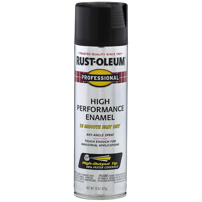 Rust-Oleum Professional High Performance Flat Black Spray Paint - color: Flat Black, size: 15 Ounce (Pack of 6)