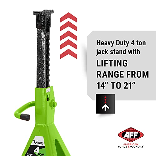 AFF Viking 4 Ton Pair of Jack Stands, Heavy Duty Ratchet-Style, for Cars - size: 4 Ton
