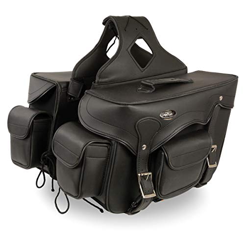 Milwaukee Leather PVC 2-Strap Throw-Over Easy Zip off and off Motorcycle Saddlebags - LG - color: SH666ZB-BLACK, size: Large