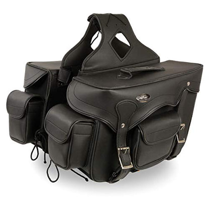 Milwaukee Leather PVC 2-Strap Throw-Over Easy Zip off and off Motorcycle Saddlebags - LG - color: SH666ZB-BLACK, size: Large